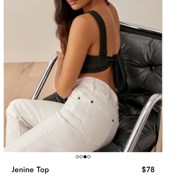 Reformation Jenine Tie Back Crop Top Black Like New Size XS - Picture 4 of 8